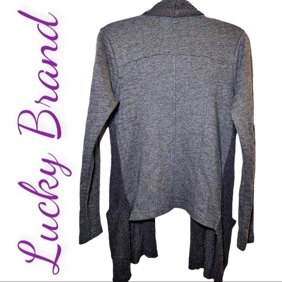 LUCKY BRAND Open Waterfall Crochet Knit Cardigan, Size Medium - Picture 2 of 8